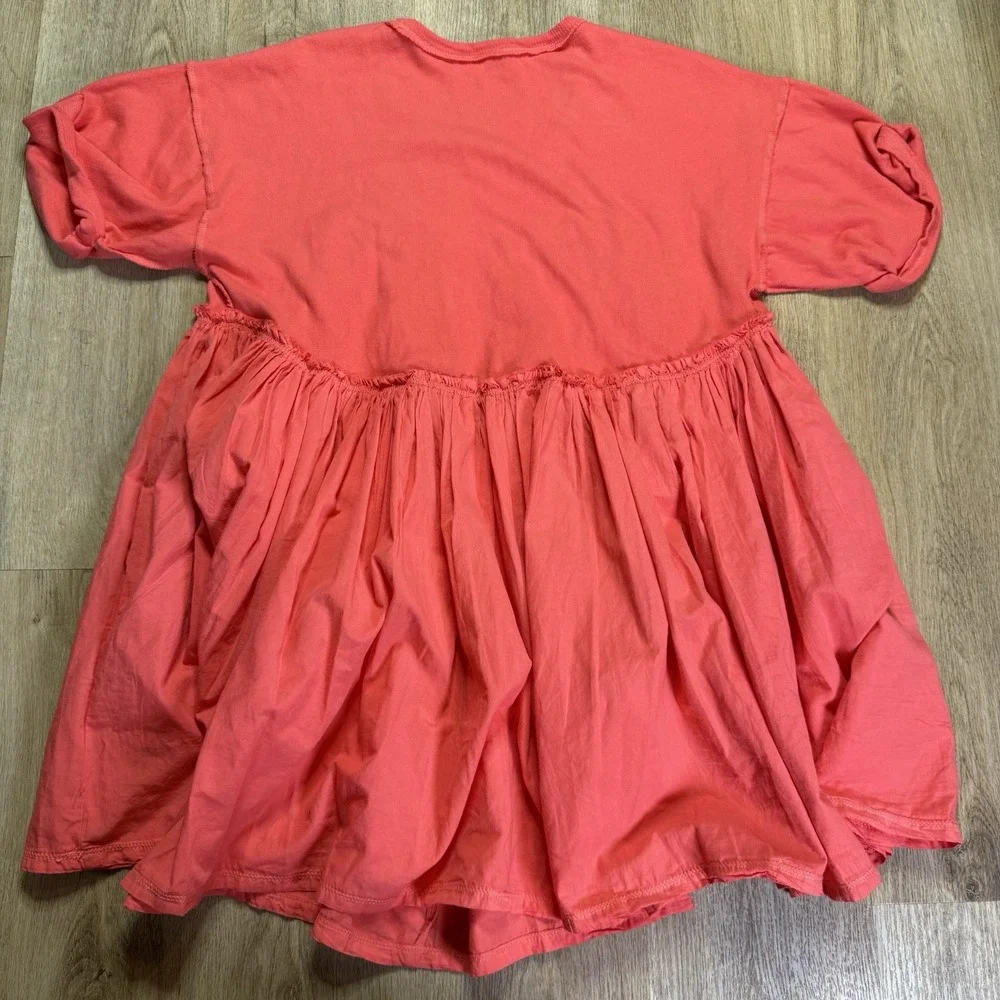 Free People Catalina Mini Dress Tunic Radiant Watermelon Babydoll Summer‎ Small - Picture 3 of 4